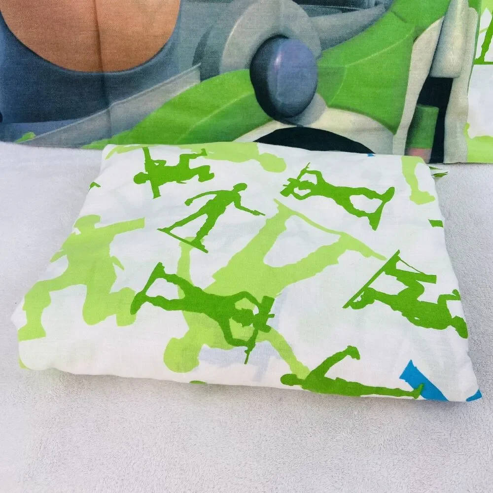 Vintage Disney Toy Story Army Soldiers Fitted Twin Sheet Pillowcase Woody Buzz